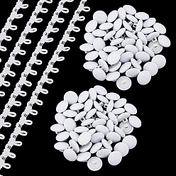 Белый 3 ярдов нейлоновой тесьмы с эластичными петлями для пуговиц, с картонной демонстрационной карточкой 1opc, 150шт. пластиковые пуговицы с хлопчатобумажной ножкой, белые, 5/8 дюйм (15 мм)