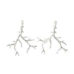 Платинированный Латунные подвески, без кадмия, без никеля и без свинца, ветвь очарование, Реальная платина, 35x27x2 мм, отверстие : 1.4 мм