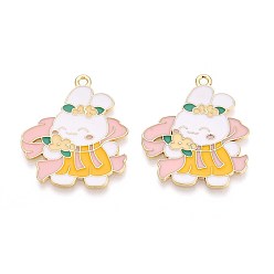 Кролик Подвески из эмали и сплава, золотые, кролик, 30.5x26x1 мм, отверстие : 1.8 мм