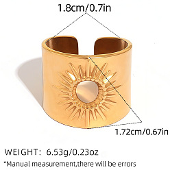 Sun 304 Stainless Steel Cuff Open Rings, Golden, Sun, 18mm