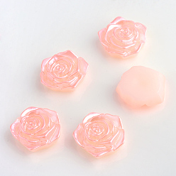 Pink Абс пластмассовые имитационные жемчужные кабошоны, цветок, розовые, 17x17.5x6.5 мм , около 200 шт / мешок