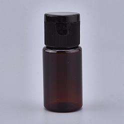 Coconut Brown PET Plastic Empty Flip Cap Bottles, with Black PP Plastic Lids, for Travel Liquid Cosmetic Sample Storage, Coconut Brown, 2.3x5.65cm, Capacity: 10ml(0.34 fl. oz).