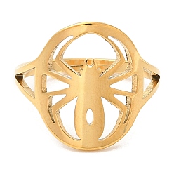 Real 18K Gold Plated Ion Plating(IP) 304 Stainless Steel Hollow Spider Adjustable Ring for Women, Real 18K Gold Plated, Inner Diameter: 16.2mm