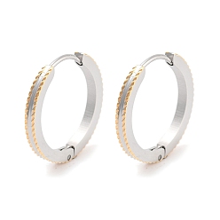 Золотой & Цвет Нержавеющей Стали 304 текстурированные серьги-кольца из нержавеющей стали для женщин, с 316 ушными шпильками из хирургической нержавеющей стали, золотые и нержавеющая сталь цвет, 2x19.5 мм