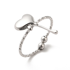 Нержавеющая Сталь Цвет Не тускнеет 304 открытые кольца-манжеты в форме сердца из нержавеющей стали для женщин, цвет нержавеющей стали, размер США 8 (18.1 мм)