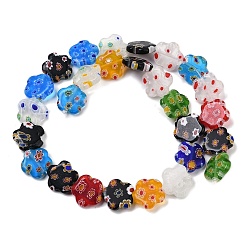 Разноцветный Handmade millefiori lampwork beads strands, цветок, красочный, 14x13.5~14x3.5~4 мм, отверстие : 0.9 мм, около 27 шт / нитка, 13.70'' (34.8 см)