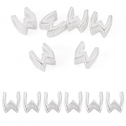 Letter W 6шт. 925 полые бусины с инициалами из стерлингового серебра, серебряные, Буква W, 5.5~6x3.5~4x3 мм, отверстие : 3.5~4x1.3~1.7 мм