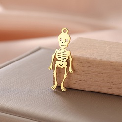 Настоящее золото 18K Шкентели нержавеющей стали, скелет, реальный 18 k позолоченный, 28x13 мм