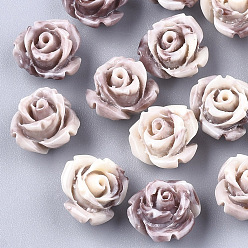 Розово-Коричневый Синтетических коралловых бусин, окрашенные, цветок, розово-коричневый, 10x10.5x8 мм, отверстие : 1 мм