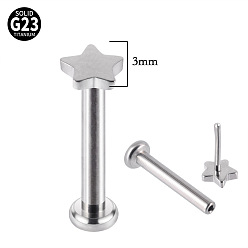 Нержавеющая Сталь Цвет G23 титановые безрезьбовые лабреты, звезда, цвет нержавеющей стали, 8 мм, штифты : 1.2 мм