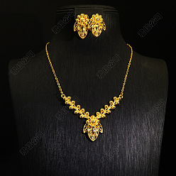 Лист Комплекты из серег и ожерелий из сплава для женщин, золотые, лист, 14.17 дюйм (36 см)