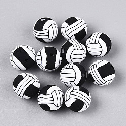 Volleyball Бусины из полимерной глины , игры с мячом, волейбол, 9.5~10 мм, отверстие : 1.5~2 мм