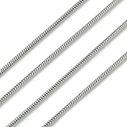 Нержавеющая Сталь Цвет Устойчивые к потускнению 304 круглые цепи-змейки из нержавеющей стали, с катушкой, пайки, цвет нержавеющей стали, 1.5x1.5 мм, около 32.8 футов (10 м) / рулон
