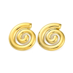 Настоящее золото 18K Ионное покрытие (ip) 304 спиральные серьги-гвоздики из нержавеющей стали, реальный 18 k позолоченный, 34.5x32.5 мм