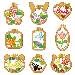 Цветок Мини-вышивка тема трафареты для резки углеродистой стали, для diy scrapbooking, Фотоальбом, декоративная бумага для тиснения, цвет нержавеющей стали, цветок, 77~151x72~104x0.8 мм, 2 шт / комплект