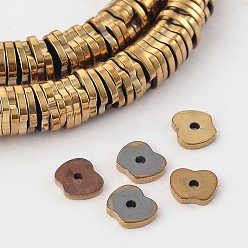 Golden Plated Electroplated Non-magnetic Synthetic Hematite Apple Bead Strands, Golden Plated, 6x5x1mm, Hole: 1mm, about 381pcs/strand, 16.1 inch
