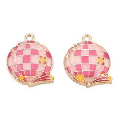 Pink Подвески из эмалевого сплава с блестками, без кадмия, без никеля и без свинца, золотой свет, очарование земли, розовые, 23x19x3.5 мм, отверстие : 1.8 мм