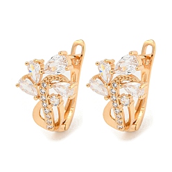 Light Gold Boucles d'oreilles créoles en laiton zircon cubique micro pavé, feuille, or et de lumière, 20x13mm