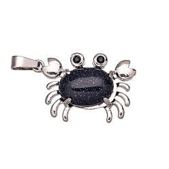 Синий Драгоценный Камень Синтетический синий авантюрин подвески, краб, 20 мм