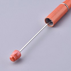 Dark Orange Plastic Beadable Pens, Shaft Black Ink Ballpoint Pen, for DIY Pen Decoration, Dark Orange, 144x12mm, The Middle Pole: 2mm