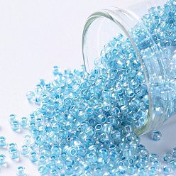 (781) Inside Color AB Crystal/Aqua Lined Тохо 11/0 круглые бусины, японский бисер, (781) внутри цвет ab кристалл / аква подкладка, 11/0, 2.2 мм, отверстие : 0.8 мм, Около 1110 шт / 10 г