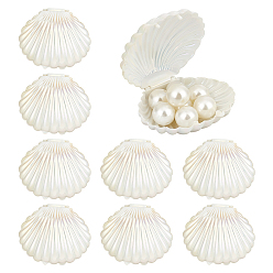 Белый Шкатулки для хранения ювелирных изделий из перламутрового пластика в форме ракушек, белые, 7.6x9x4.4 см