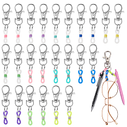 (52) Непрозрачная лаванда Сделай сам наборы для ключей, включая железные поворотные карабины, 304 брелки из нержавеющей стали, силиконовые наконечники для цепочек для очков, разноцветные
