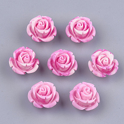 Фиолетовый Синтетических коралловых бусин, окрашенные, цветок, фиолетовые, 12~13x12~13x8~9 мм, отверстие : 1.2 мм