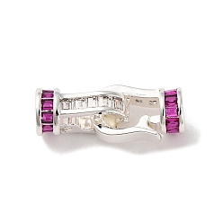 Серебро Латунные микро проложить кубического циркония раз за застежками, серебряные, 20 мм