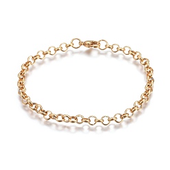 Золотой Ионное покрытие (ip) 304 браслеты-цепочки из нержавеющей стали, с карабин-лобстерами , золотые, 7-1/2 дюйм (19 см)