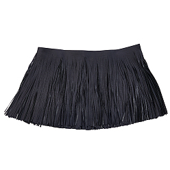 Черный 3м отделка из искусственной кожи, Кожаная бахрома с кисточками для шитья своими руками, украшения платья и юбки, чёрные, 200 мм