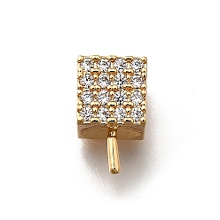 Настоящее золото 18K Латунный микро-паве кубический цирконий, за половину пробурено бисера, без кадмия, без никеля и без свинца, кубические, реальный 18 k позолоченный, 10.5x6.5x7 мм, отверстие : 1.5 мм, штифты : 1 мм