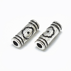 Antique Silver Thailand 925 Sterling Silver Tube Beads, Antique Silver, 10x3.5mm, Hole: 1.6mm