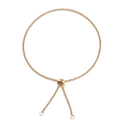 Золотой 304 Изготовление браслета с цепочкой из нержавеющей стали, браслет боло, с 304 кольцами из нержавеющей стали, латунные шарики и 202 шарики из нержавеющей стали, золотые, 12 дюйм (30.5 см), 0.2 см