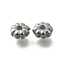 Нержавеющая Сталь Цвет 304 из нержавеющей стали гофрированные бусы, цветок, анти-тускнение, цвет нержавеющей стали, 6.5x6.5x3 мм, отверстие : 1.2 мм