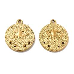 Golden Ion Plating(IP) 304 Stainless Steel Pendant Rhinestone Settings, Flat Round with Eye, Golden, Fit for Rhinestone: 1.4mm, 21x18x2.5mm, Hole: 1.6mm