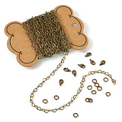 Платина Ювелирные изделия, включая латунные цепочки в форме сердца, открытые соединительные кольца и карабины, платина, 5x3.5x0.5 мм