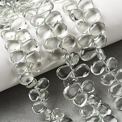 Clear Natural Green Quartz Beads Strands, Flat Teardrop, Top Drilled, with Tassel, Clear, 9x6x3.5mm, Hole: 0.5mm, about 65pcs/strand, 12.60''(32cm)