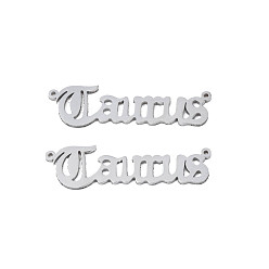 Taurus Non-Tarnish 304 Stainless Steel Connector Charms, Word, Taurus, 8.5x31x1mm, Hole: 0.8mm