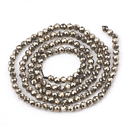 Pyrite Natural Pyrite Beads Strands, Faceted, Round, 3mm, Hole: 0.8mm, about 135~150pcs/strand, 15.9 inch