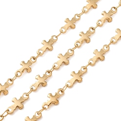 Настоящее золото 14K 304 стали крест ссылка цепи из нержавеющей, пайки, с катушкой, ионное покрытие (ip), долговечный, реальный 14 k позолоченный, 10x5x1.5 мм