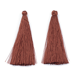 Кокосово-Коричневый Нейлон кисточкой большие украшения кулон, кокосового коричневый, 65~70x8~10 мм