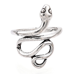 Змея Открытая манжета из сплава, петля спицами петля крючком, держатель нитенаправителя для женщин, античное серебро, змея, Внутренний диаметр: 1.9 cm