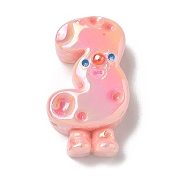 Number Гальваническая тема номера смоляные бусины, три, 31x18.5x11 мм, отверстие : 1.9 мм