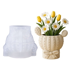 White Cactus Aromatherapy Candle Cup Storage Silicone Molds, White, 10.1x8.7x8.6cm