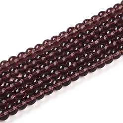 Кокосово-Коричневый Прозрачные стеклянные бусины, круглые, кокосового коричневый, 4~4.5 мм, отверстие : 0.7 мм, около 101~102 шт / нитка, 14.96~15.16'' (38~38.5 см)