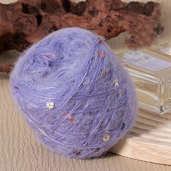 Лиловый Мохеровая пряжа с пайетками, для ткачества, вязание крючком, сирень, 1.5 мм, около 50г/моток