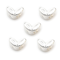 Серебро Латунные бусины, без свинца и без кадмия, долговечный, лист, серебряные, 3x5x2.8 мм, отверстие : 1 мм