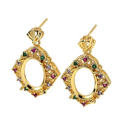 Золотой Стойка покрытие латунь с кубическим цирконием серьги-гвоздики находка, без свинца и без кадмия, золотые, 29.5x20 мм, штифты : 1 мм