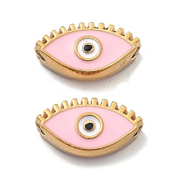 Pink Ионное покрытие (ip) 304 шарики из нержавеющей стали, с эмалью, реальный 18 k позолоченный, глаз, розовые, 8.5x15x4 мм, отверстие : 1.4 мм